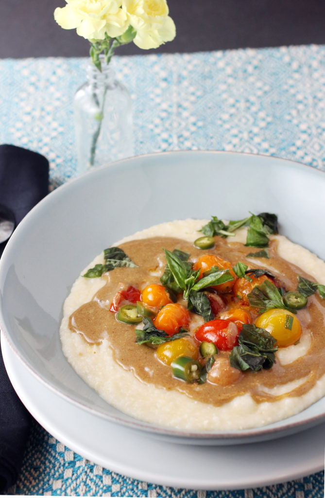 Creamy Grits with Blistered Tomatoes, Pickled Serrano Chiles, and ...