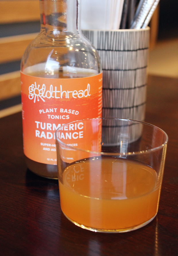 A non-alcoholic turmeric soda.