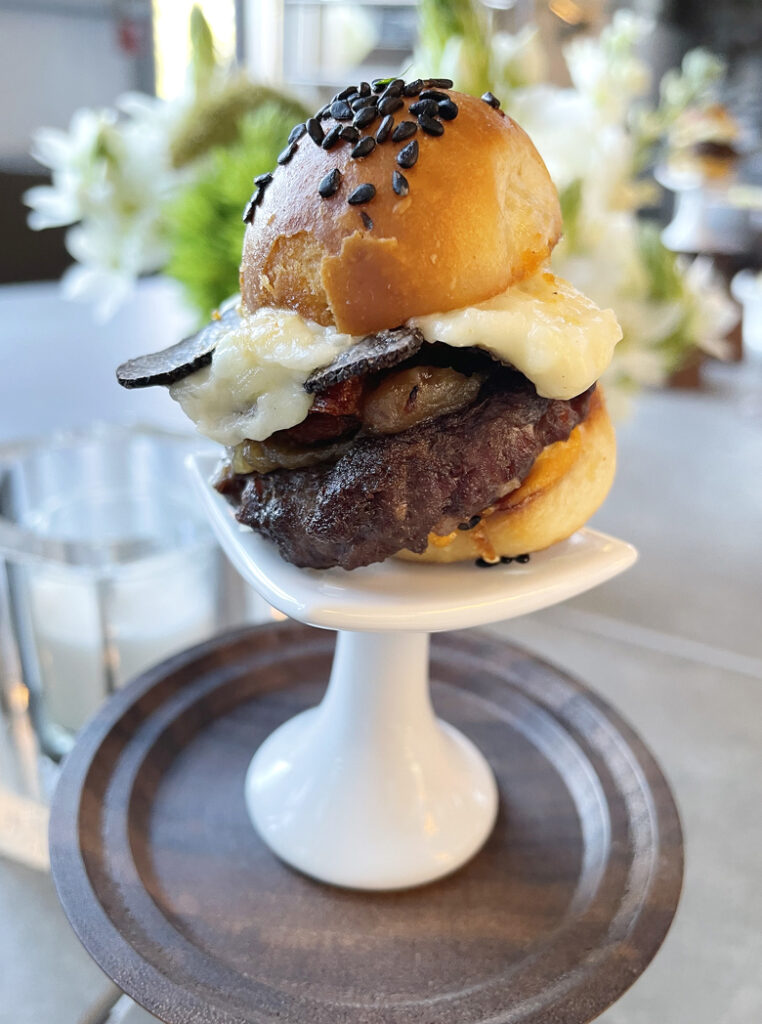A Wagyu slider with black truffles on house-baked brioche -- part of the "Garden & Glass'' tasting at Theorem Vineyards.