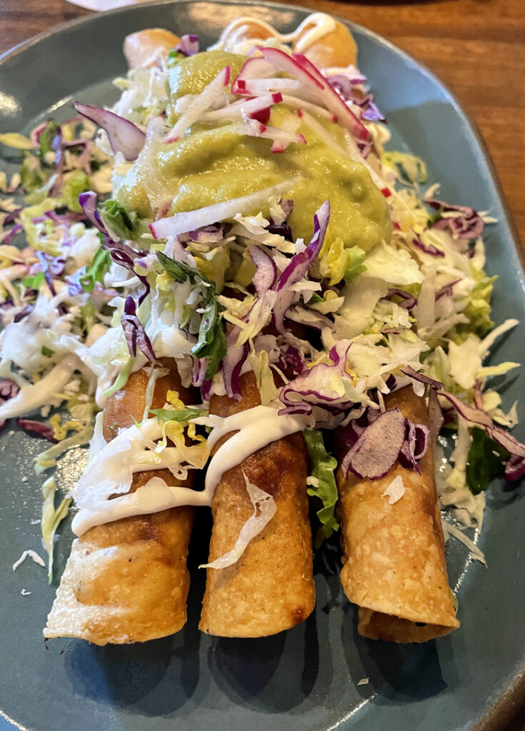 Huge chicken flautas that are half off at Puesto during "Happy Hour.''