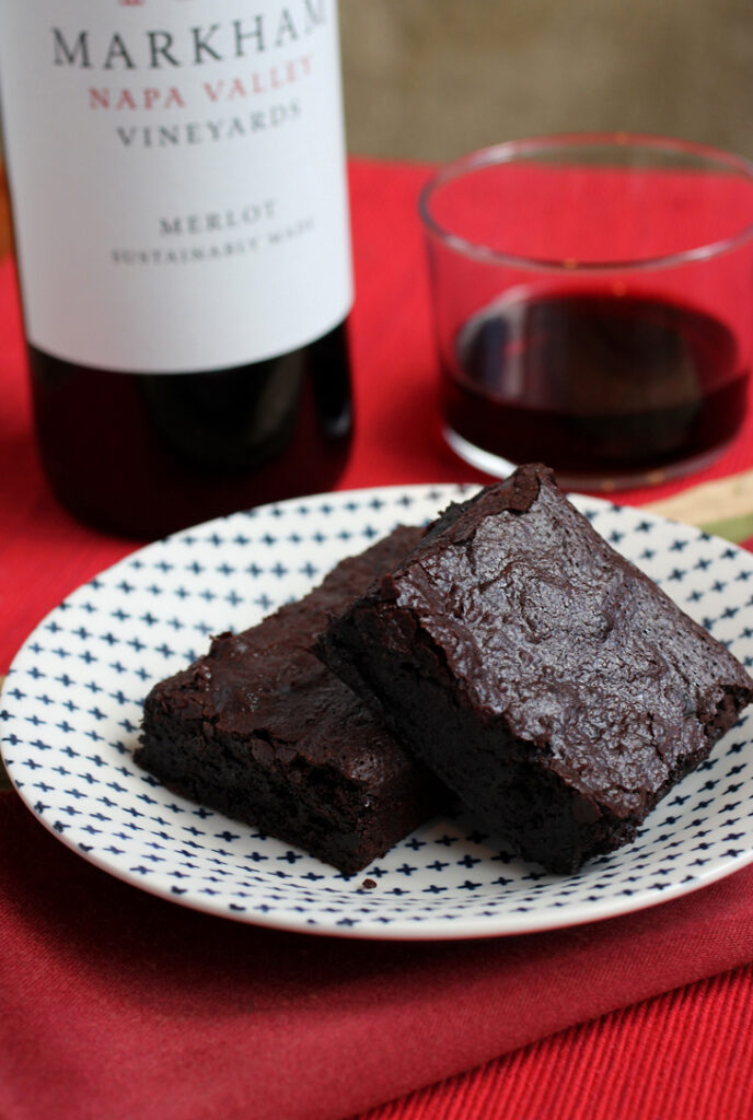 A little bit of Merlot in the batter makes these brownies extra delicious.